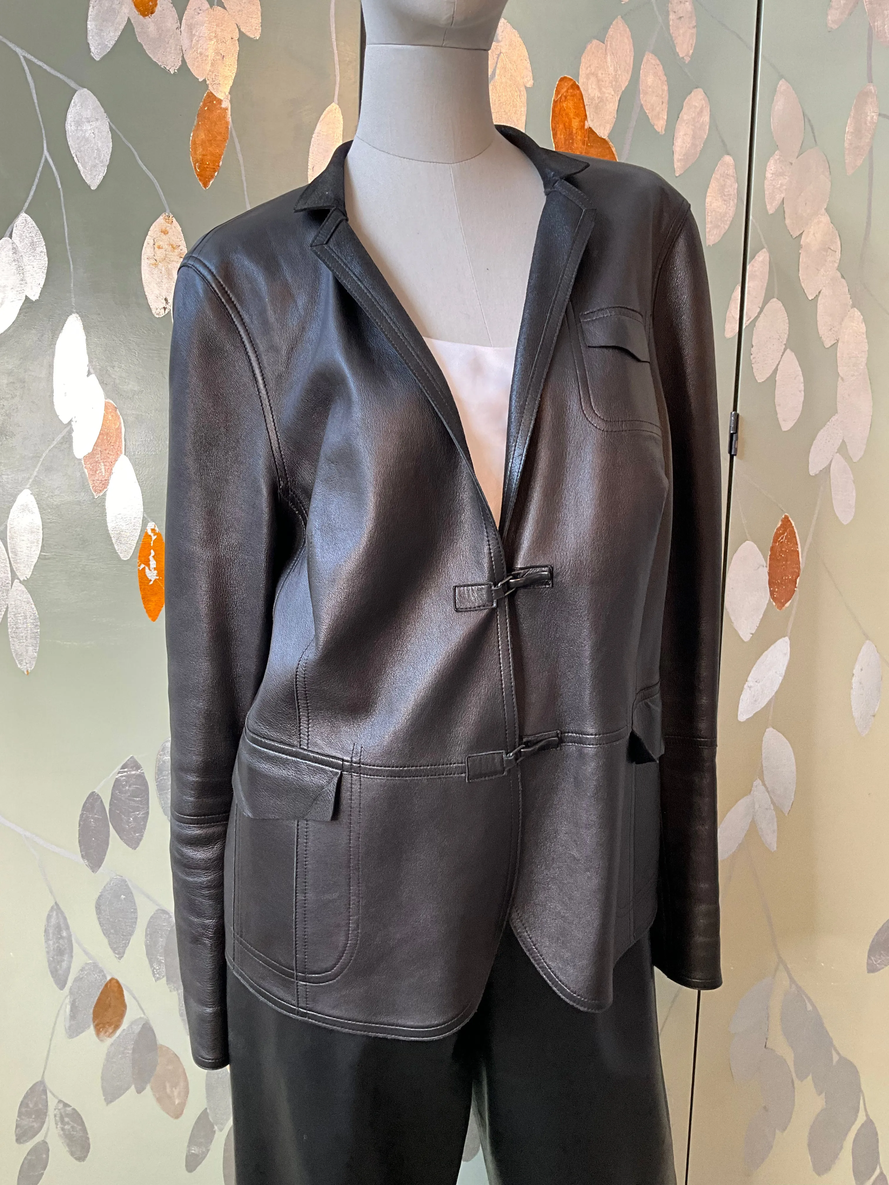 2000s Akris Punto Black Lamb Leather Jacket, Large