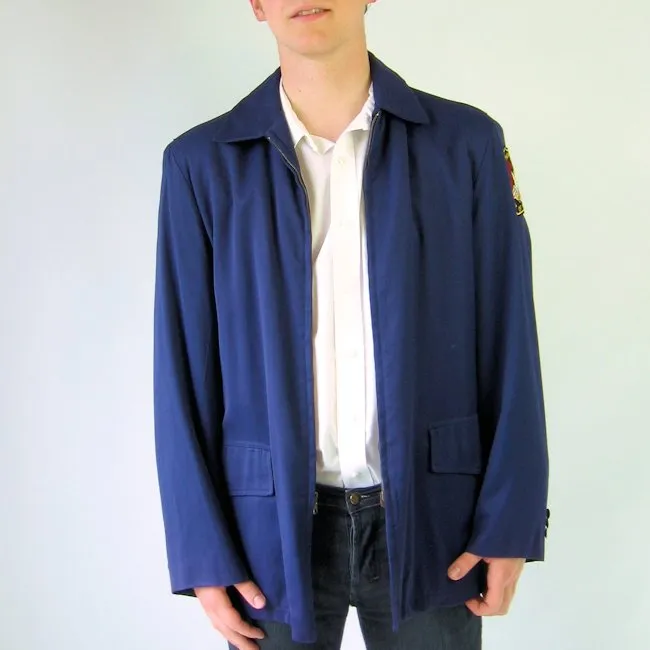 50s Rockabilly Jacket Mens Work Vintage Casual Navy Blue M/L Weathercrest VFG