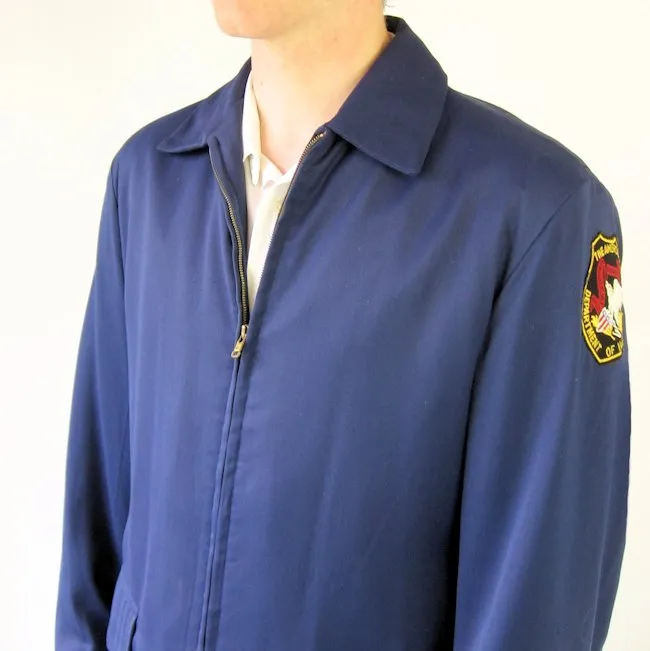 50s Rockabilly Jacket Mens Work Vintage Casual Navy Blue M/L Weathercrest VFG