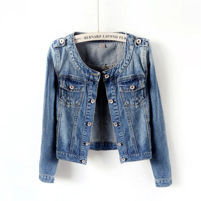 Amy Fashion - DenimLong Sleeve Casual Jacket