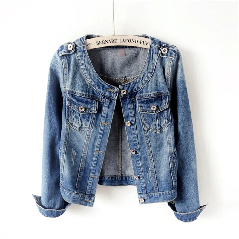 Amy Fashion - DenimLong Sleeve Casual Jacket