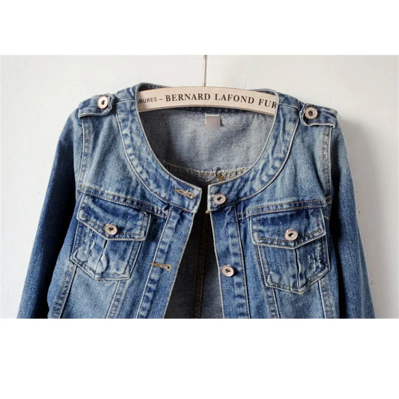 Amy Fashion - DenimLong Sleeve Casual Jacket