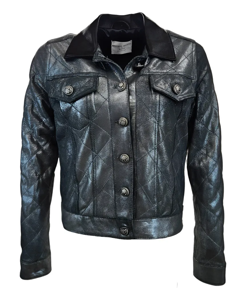 Black Antique Quilted Leather Jacket