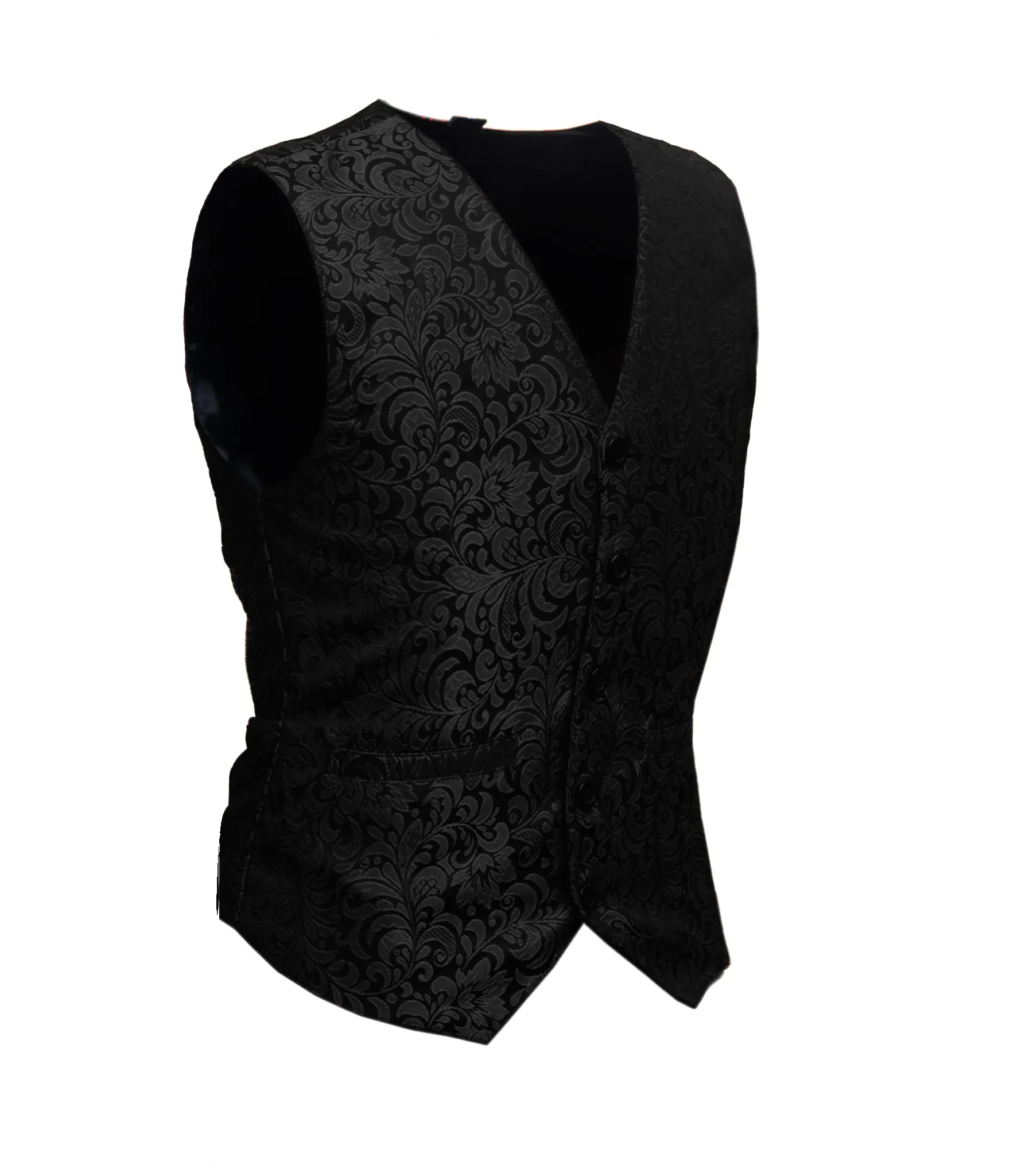 Black Brocade Men's Waist Coat