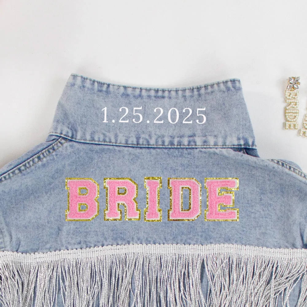 (Blue Fringe) Patch Denim Jacket