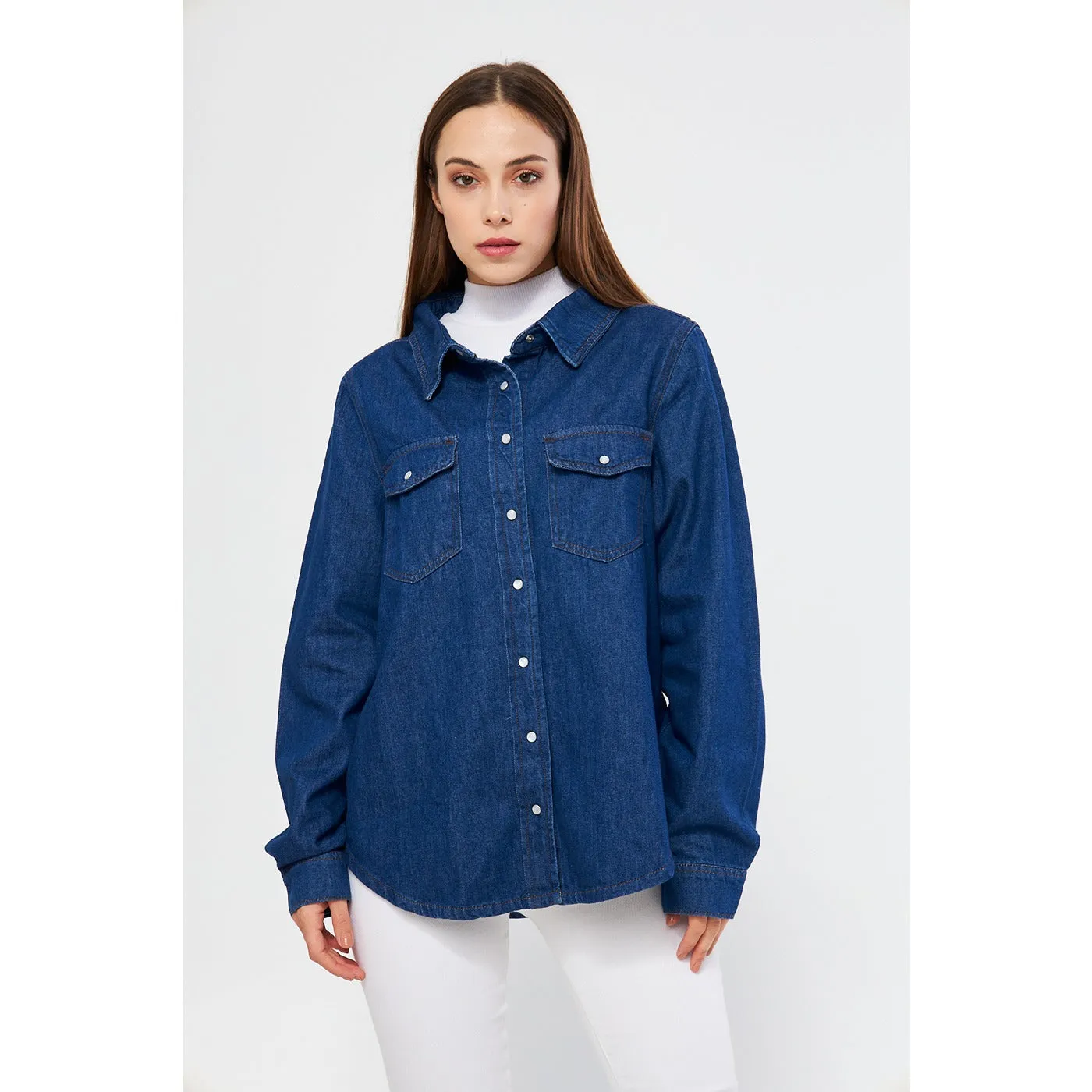 Blue Oversized Denim Shacket