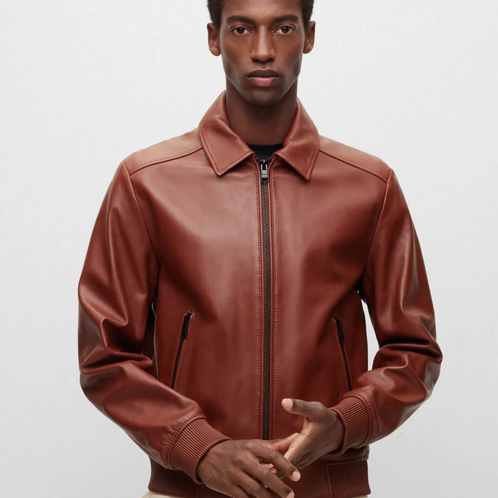 Bomber Jacket Men With Wing Collars In Brown