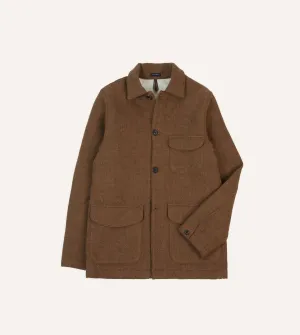 Brown Wool Three-Pocket Chore Jacket