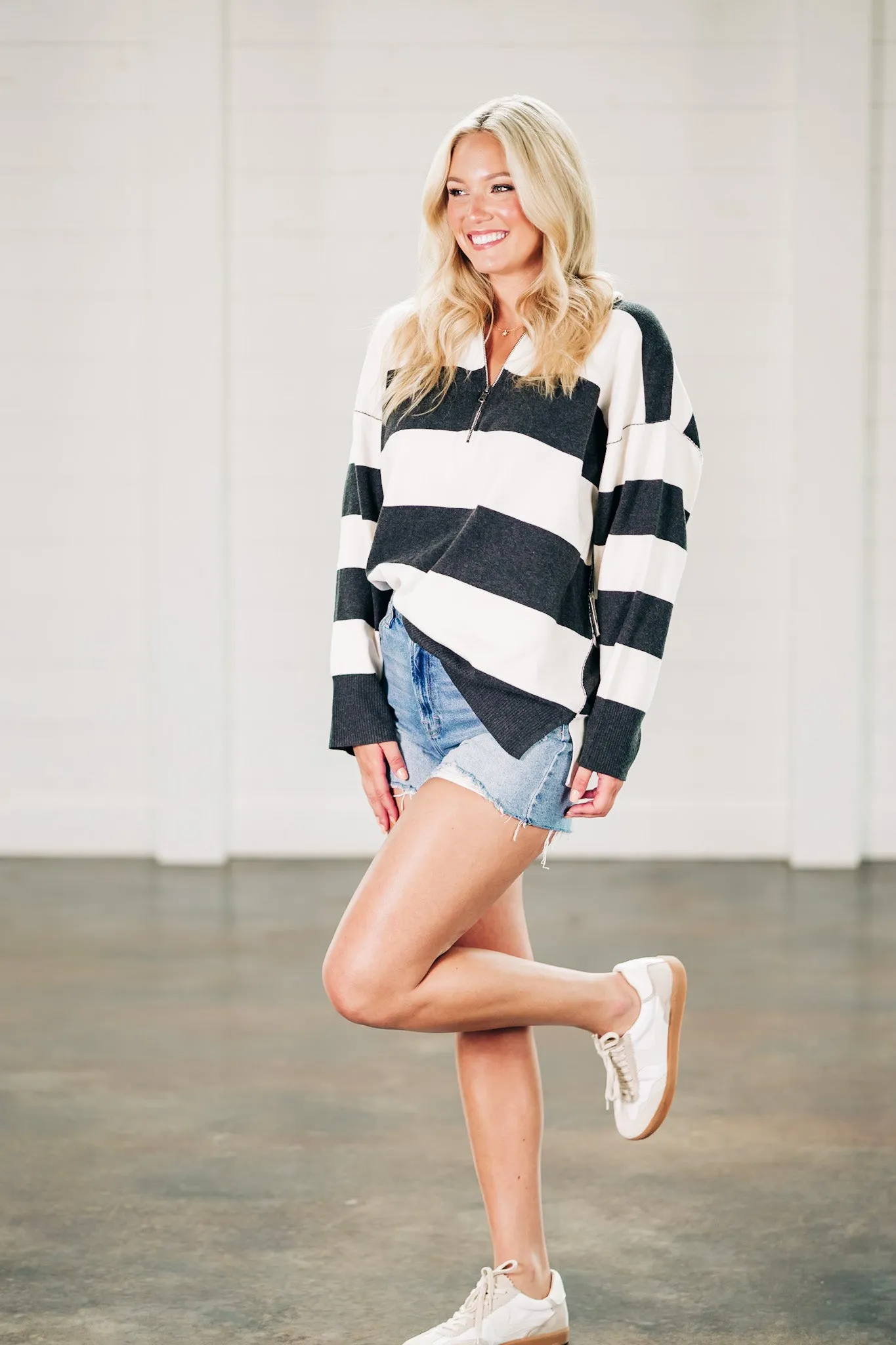 Coastal Stripe Carbon Champagne Pullover