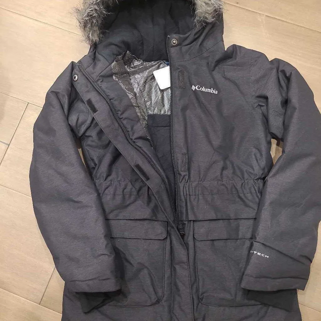 Columbia black hooded parka winter jacket 10-12Y