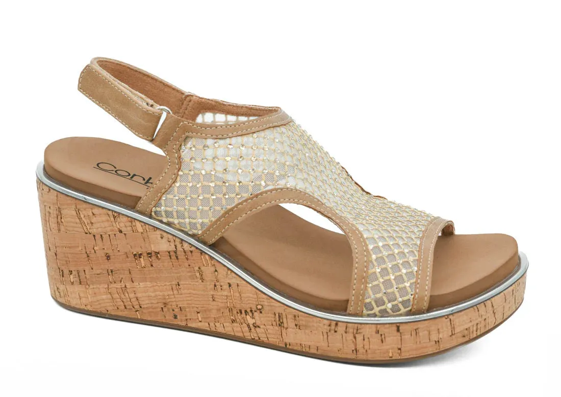 Corkys Carley Caramel Mesh Wedge Sandal