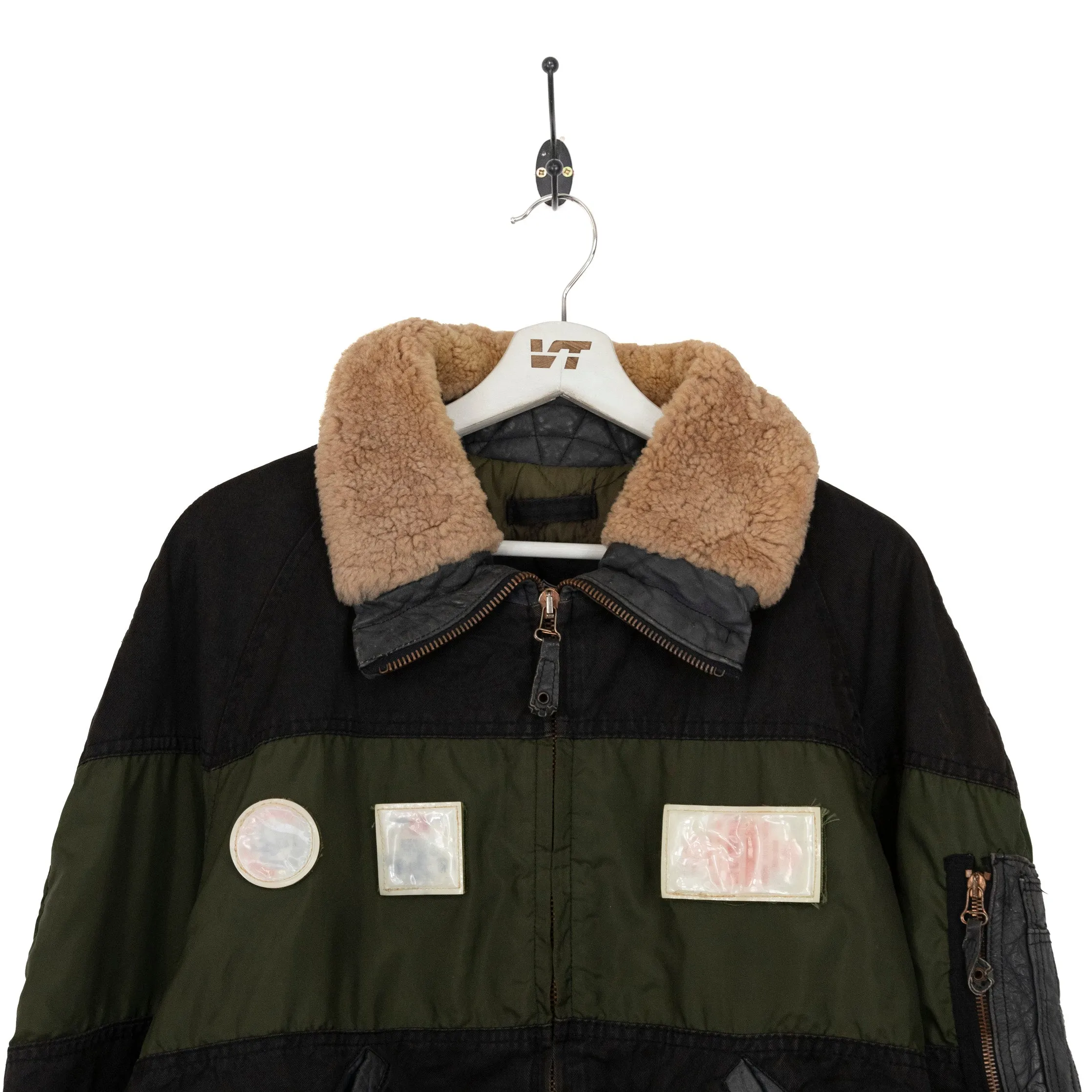 Diesel Motorcycle Fur Collar Aviator Style Jacket