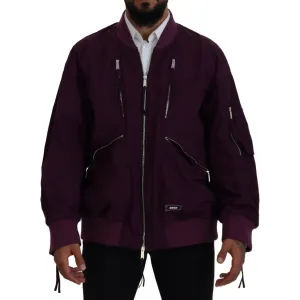 Dsquared² Purple Polyester Full Zipper Bomber Jacket