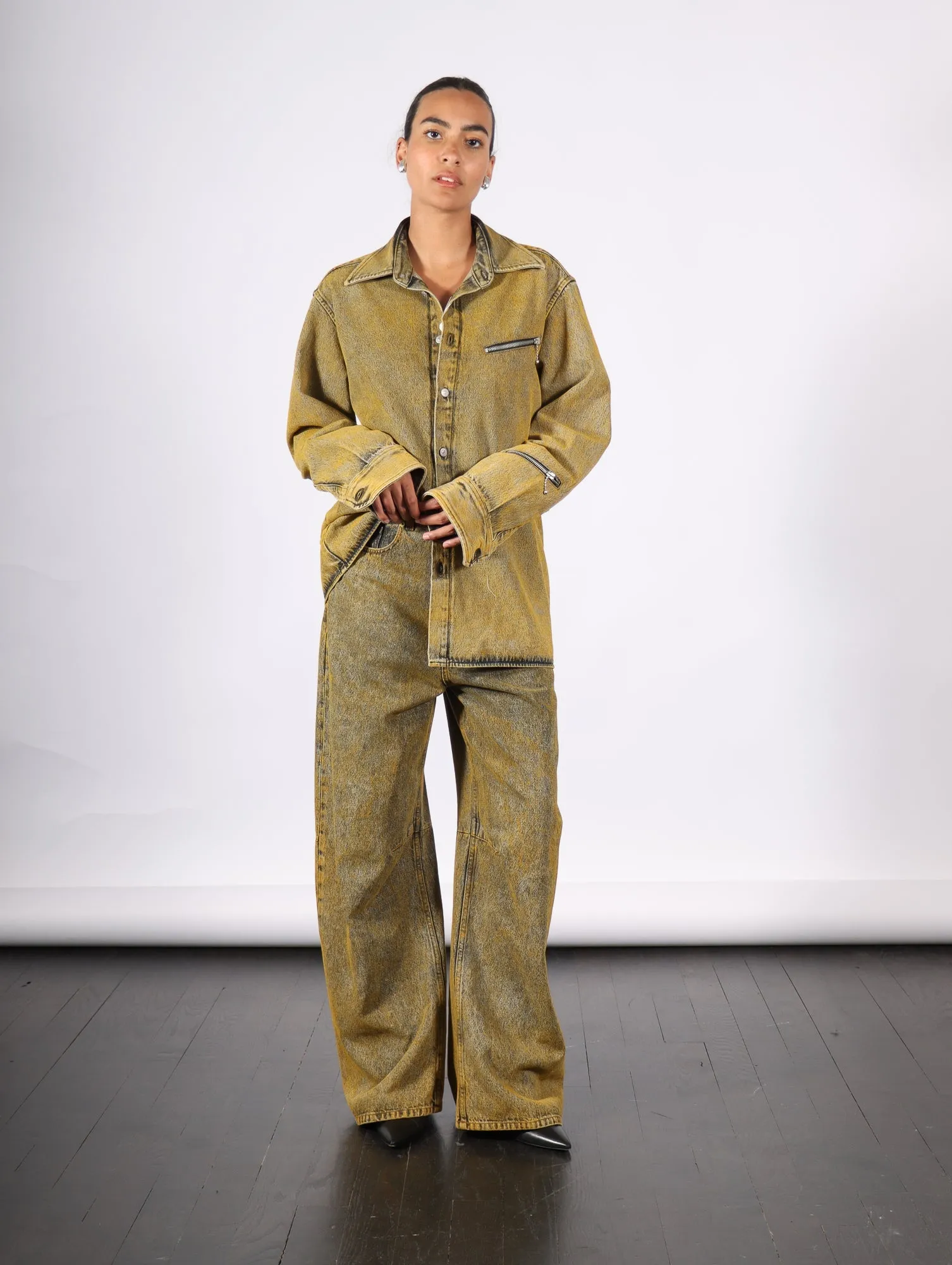 Five Pocket Pants in Yellow Wash by MM6 Maison Margiela