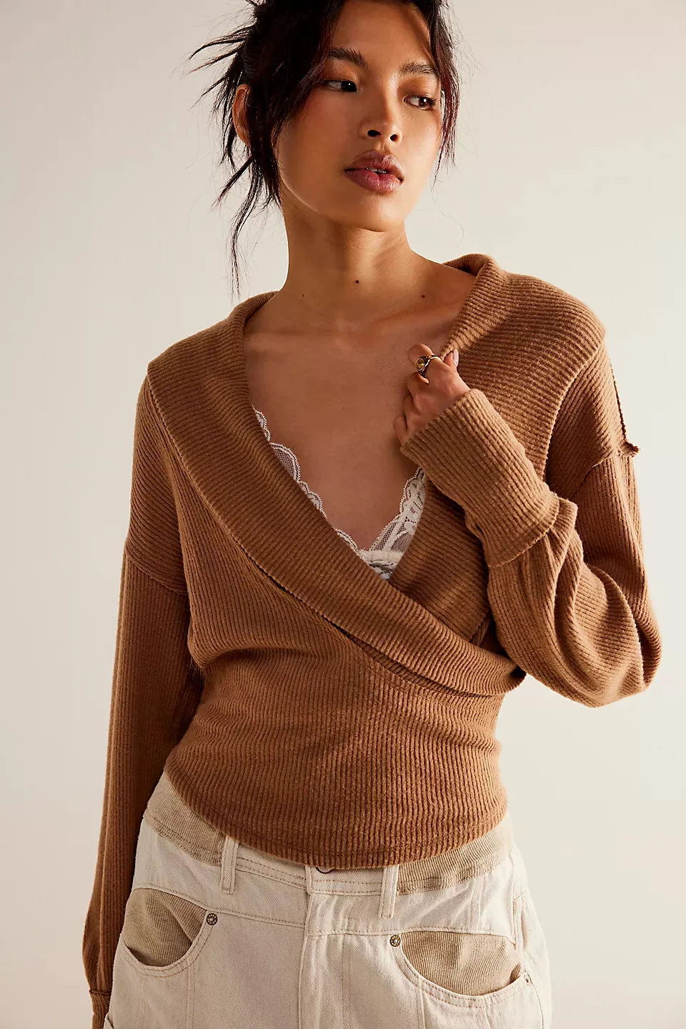 Free People We The Free Hold Me Close Pullover - Tobacco Brown