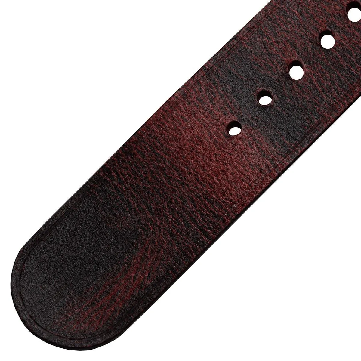 Genuine Leather 1973 British Military Watch Strap: OXFORD - Vintage Red