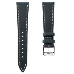 German Hand-Stitched Crazy Horse Leather Watch Strap - Peacock Blue