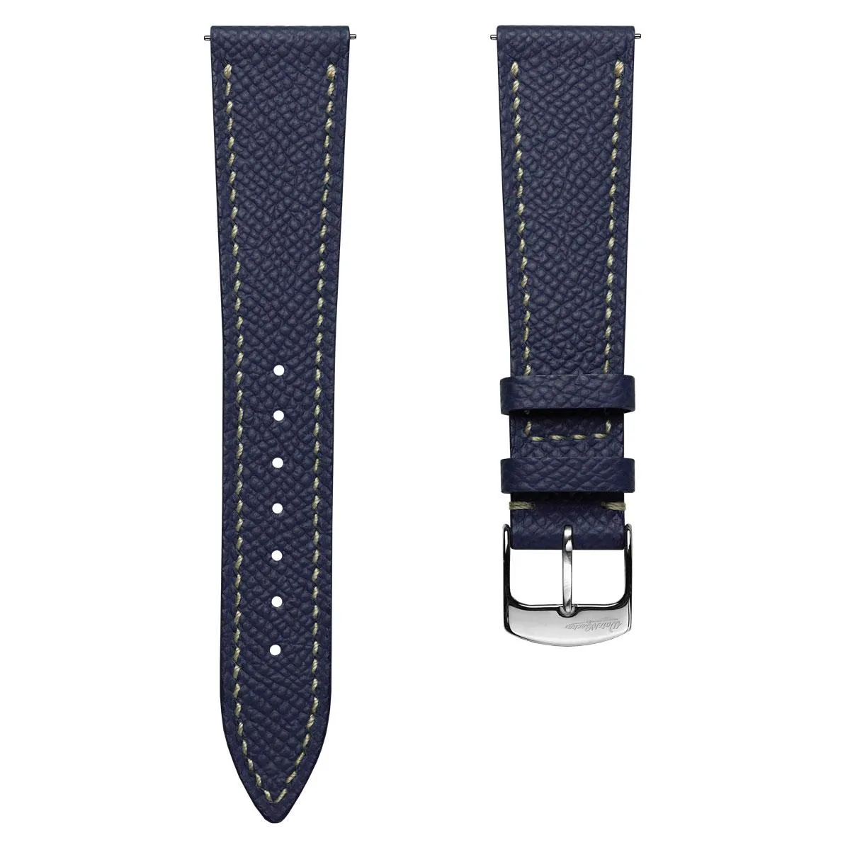 Hanley Textured Epsom Leather Watch Strap - Dark Blue