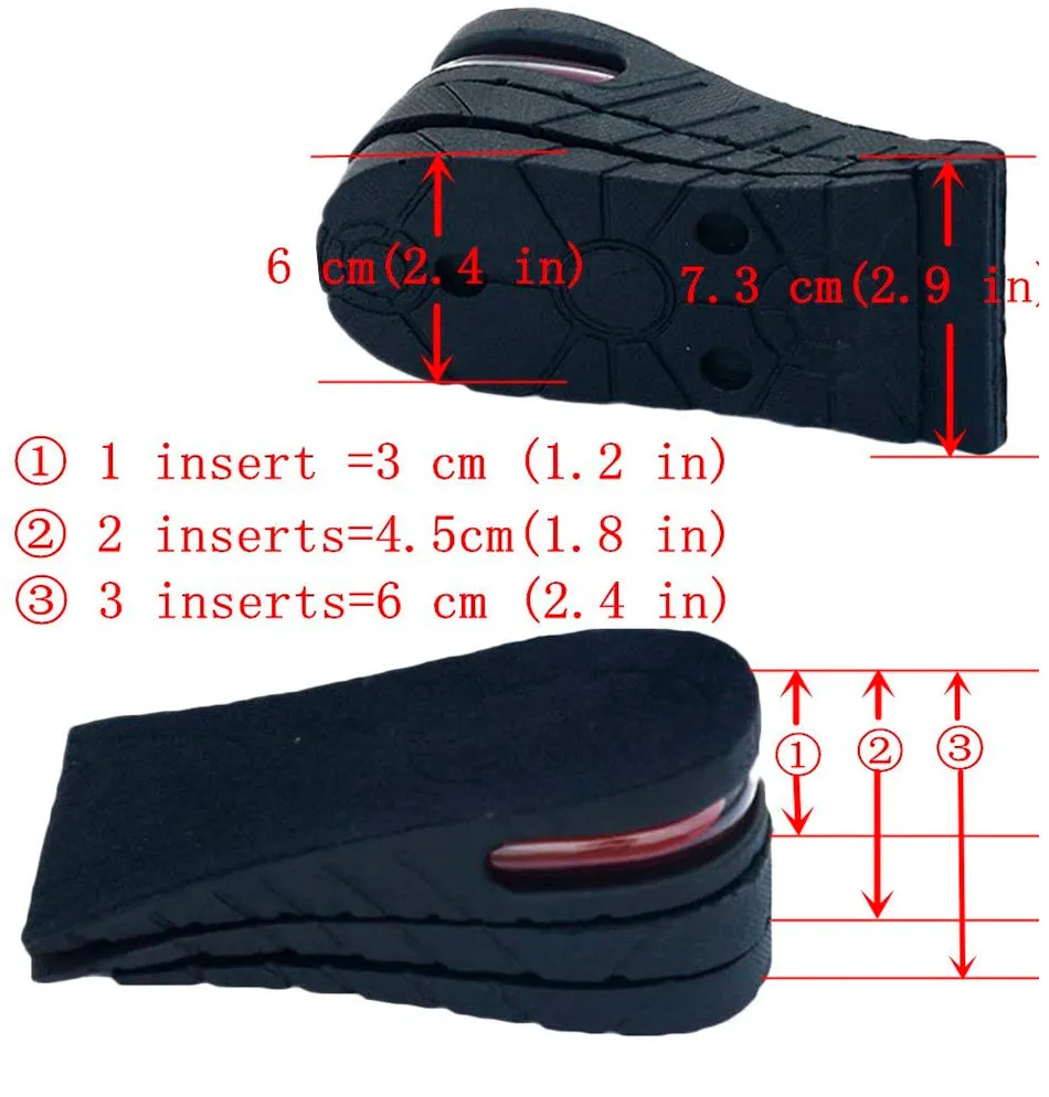 Height Increase Insole 3-Layer Air up Shoe Lifts Elevator Shoes Insole -6 cm(2.4inches) Heels Lift Inserts for Men and Women