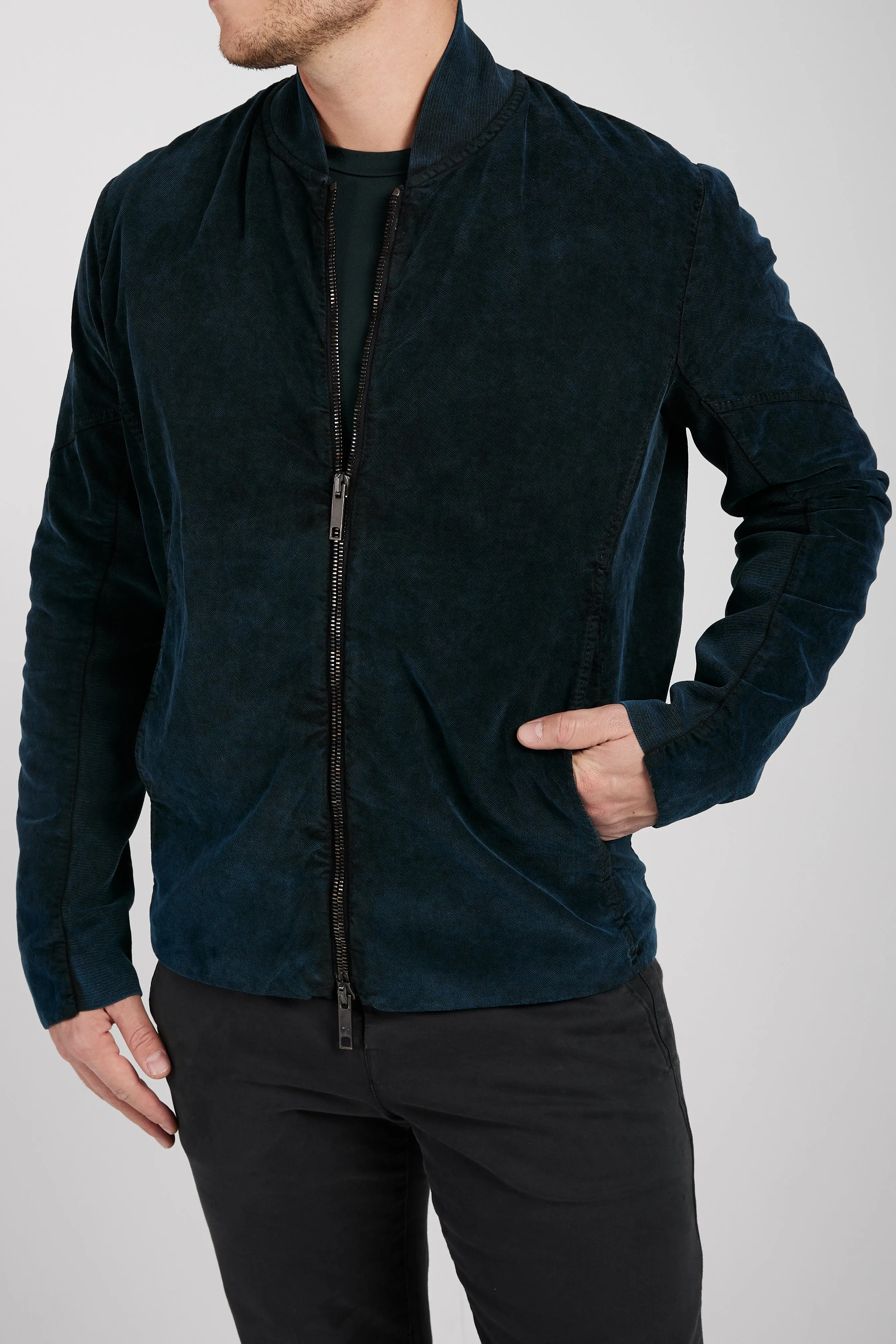 High Neck Zip Jacket in Forest