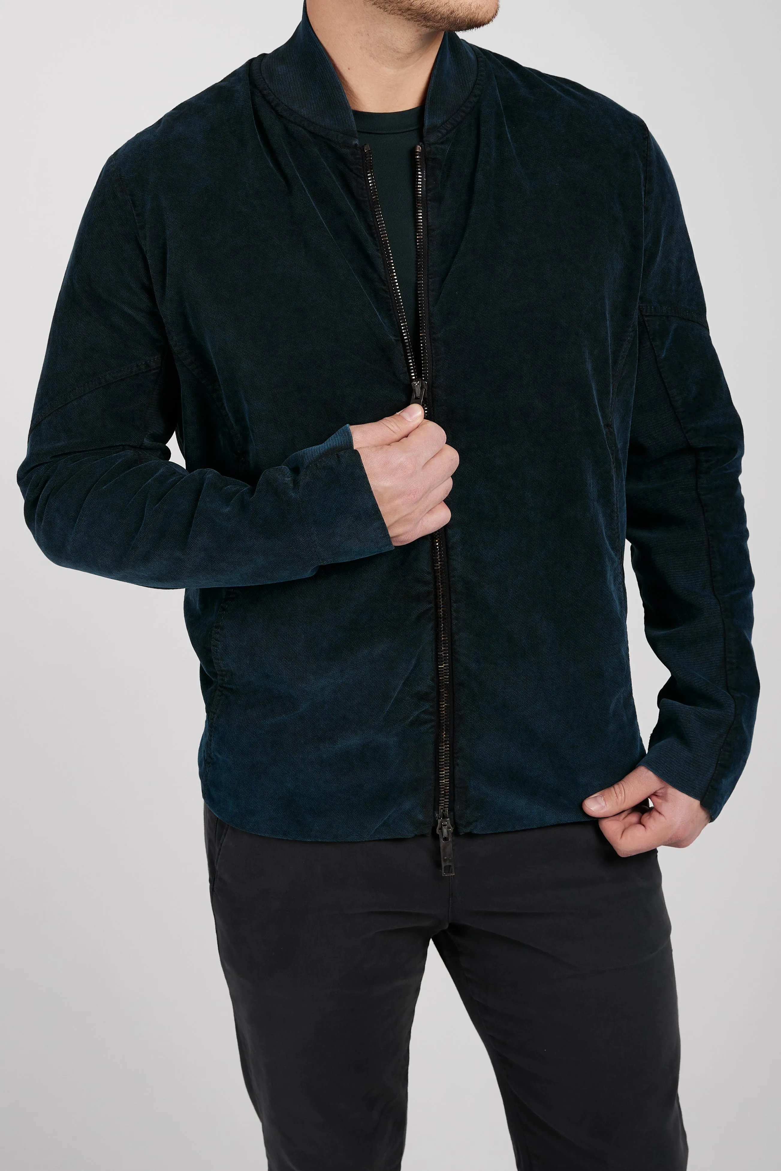 High Neck Zip Jacket in Forest