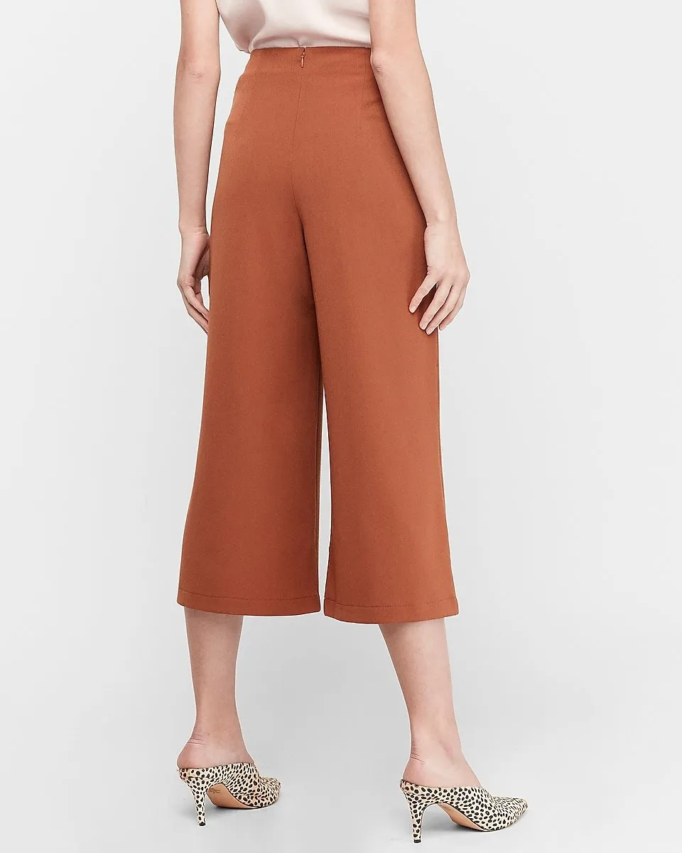 High Waisted Button Front Culottes in Spice Orange