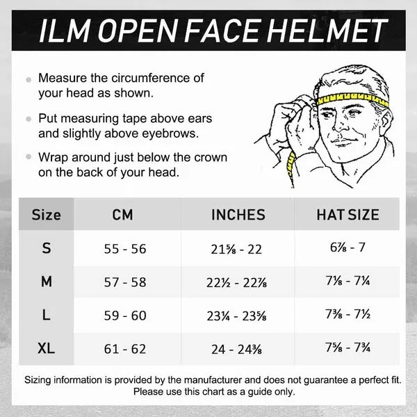 ILM 3/4 Open Face Motorcycle Helmet Model 207