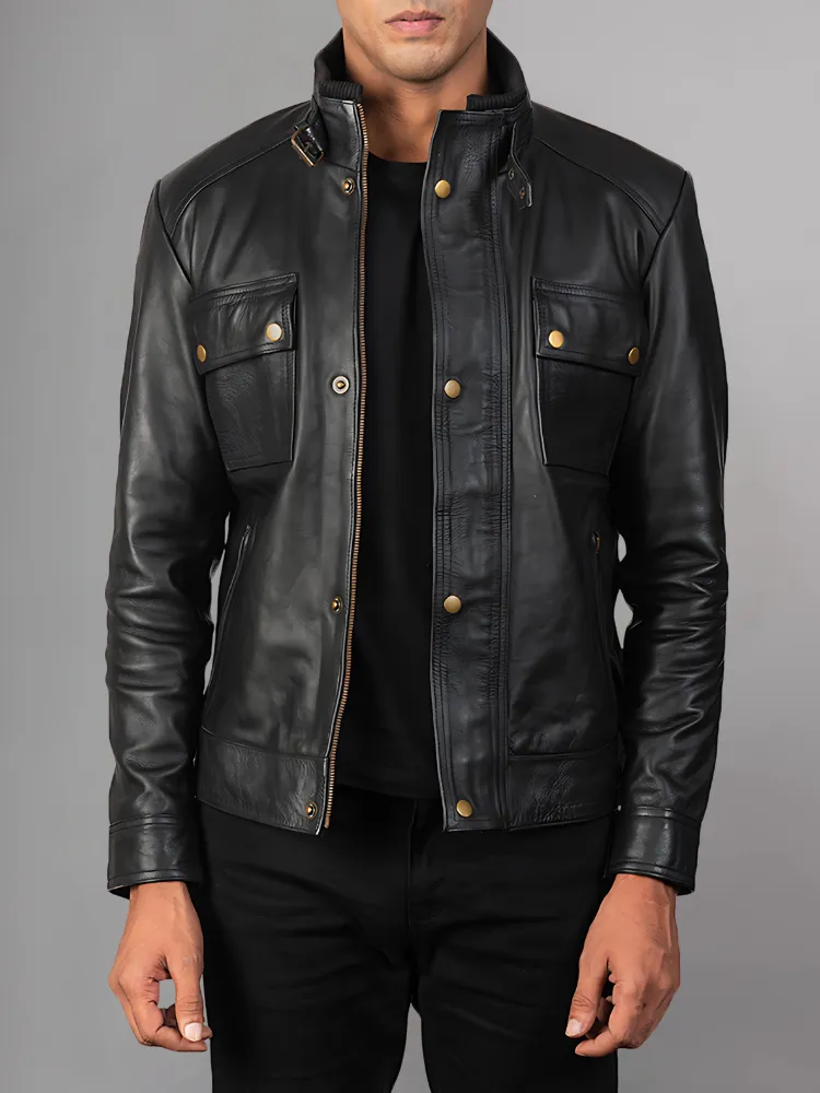 Jaxon Brown Men’s Safari Leather Jacket