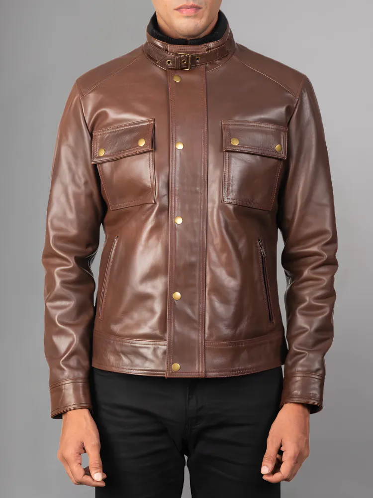 Jaxon Brown Men’s Safari Leather Jacket