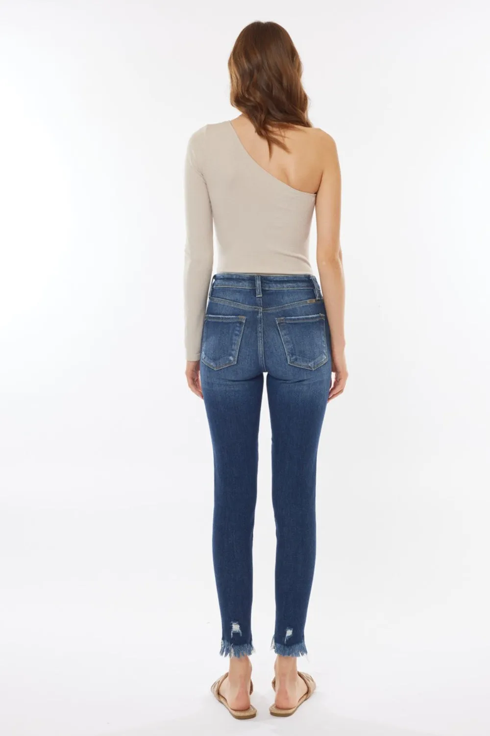 Kancan Raw Hem High Waist Cropped Jeans