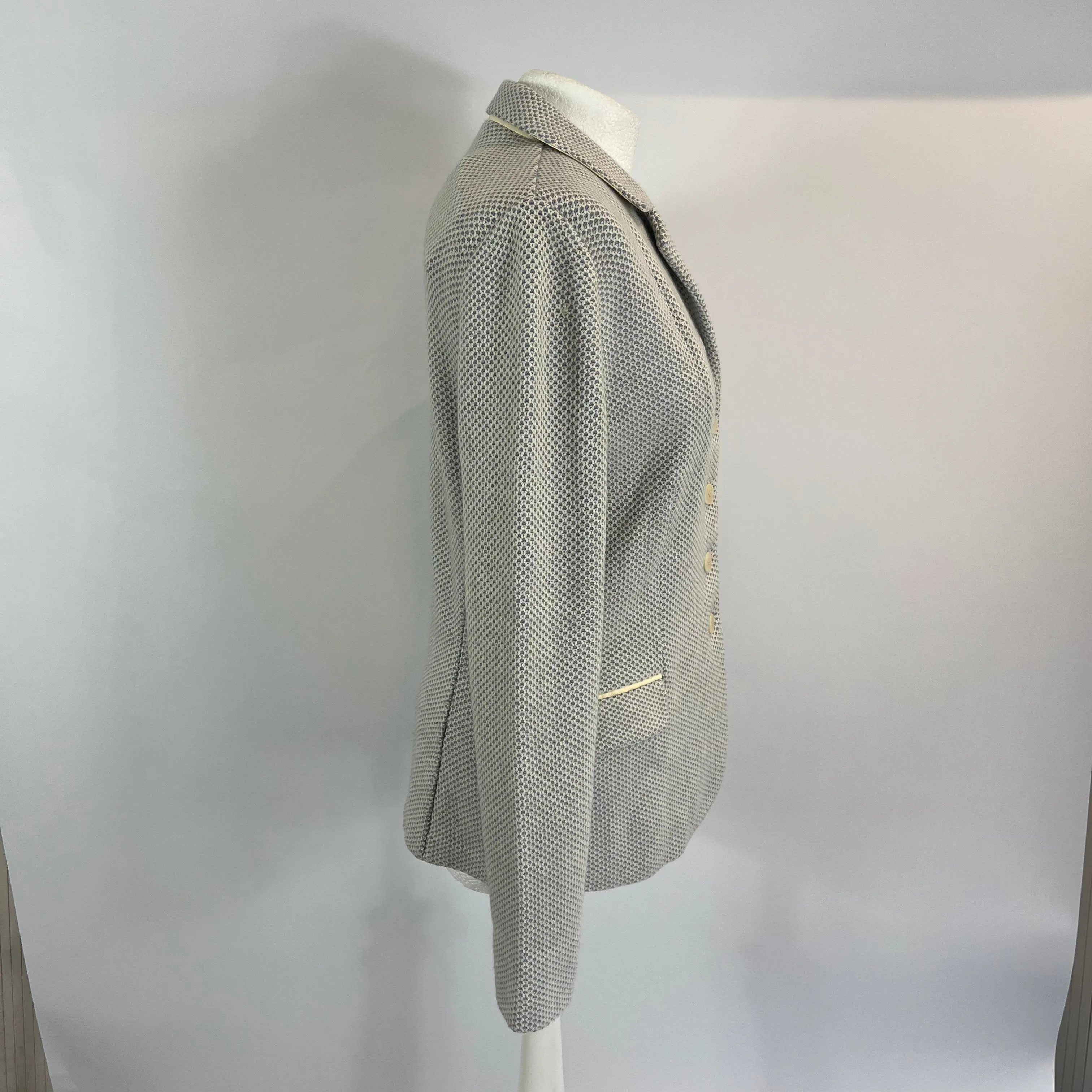 Loro Piana Pale Blue & Ecru Knit Baby Cashmere Jacket S