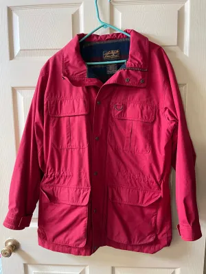 <€€ Mens Medium EDDIE BAUER Red Winter Full Zip Jacket Coat Mountain Parka Wool Lined