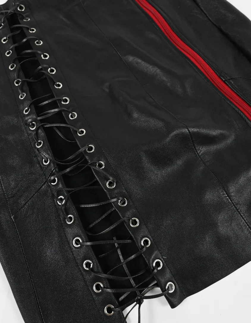 ME TO YOU Leather Red Zip Skirt