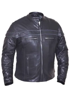 Men's Black Leather Premium Biker Jacket 6037