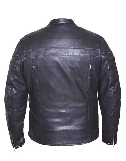 Men's Black Leather Premium Biker Jacket 6037