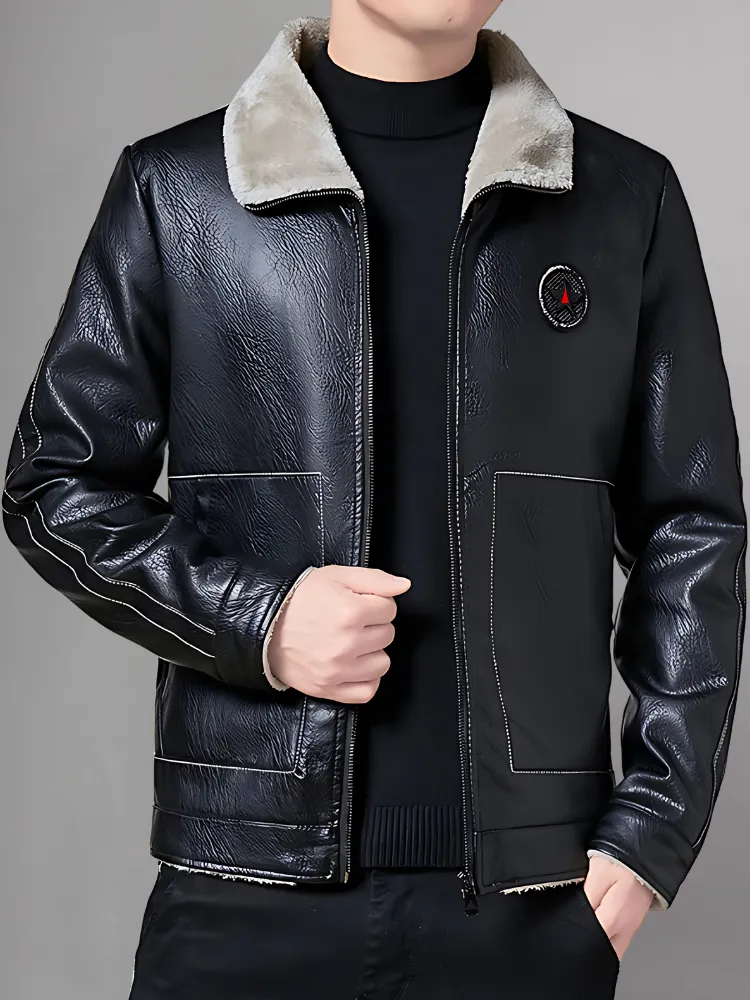 Mens Causal Leather Jacket