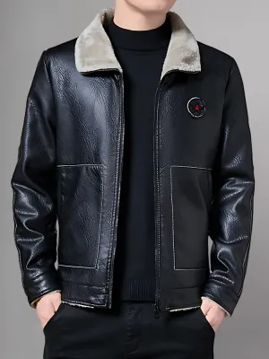 Mens Causal Leather Jacket