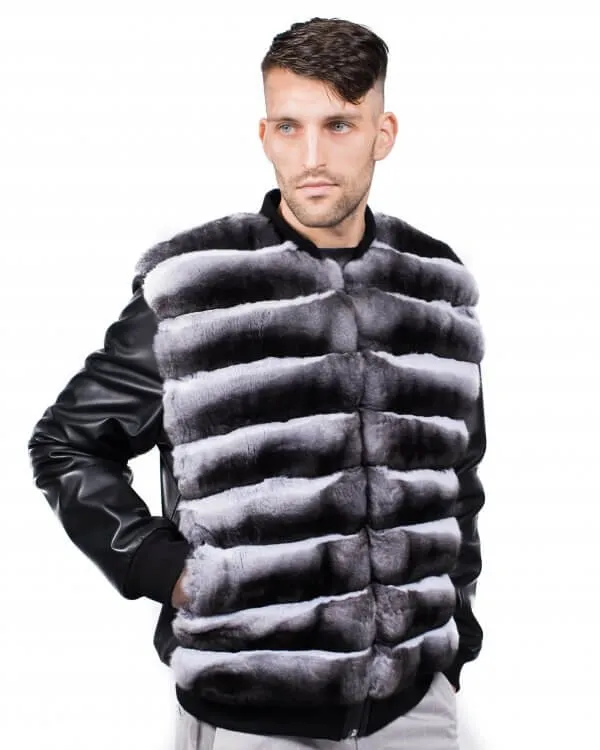 Men's Chinchilla Fur Bomber Jacket