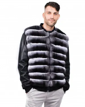 Men's Chinchilla Fur Bomber Jacket