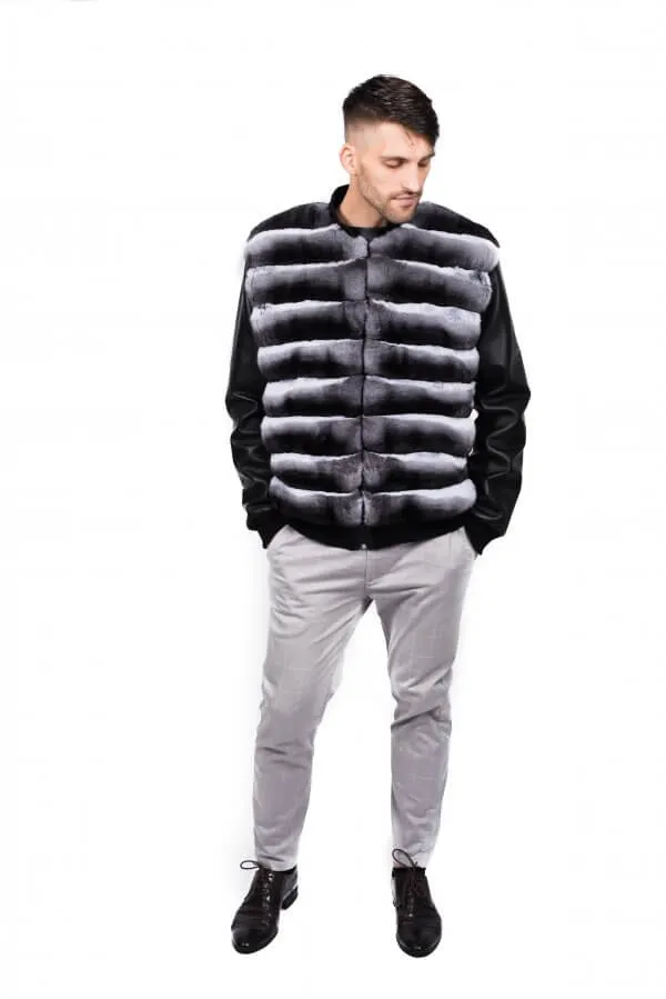 Men's Chinchilla Fur Bomber Jacket