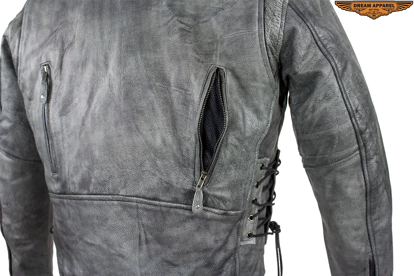 Men's Gray Motorcycle Jacket With Gun Pockets