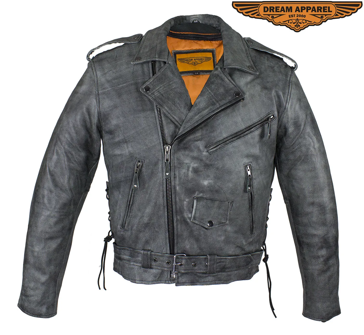 Men's Gray Motorcycle Jacket With Gun Pockets