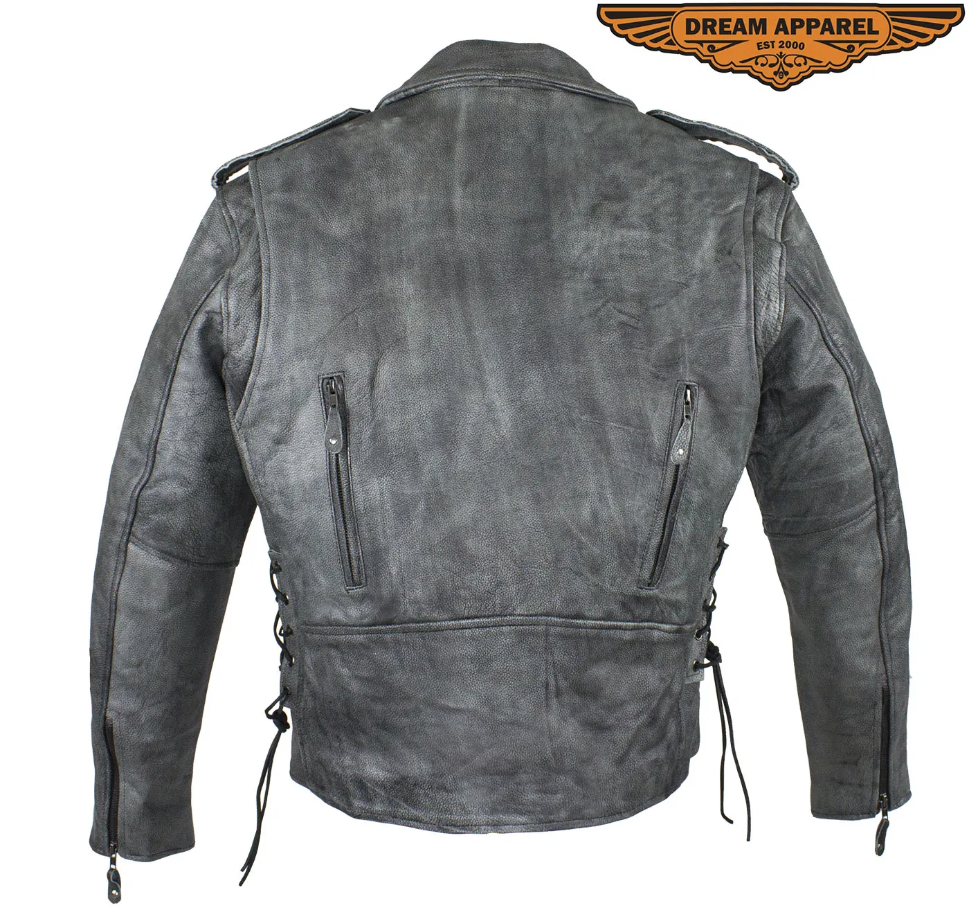 Men's Gray Motorcycle Jacket With Gun Pockets