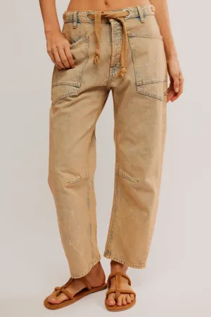 Moxie Pull-On Barrel Jeans in Cowboy