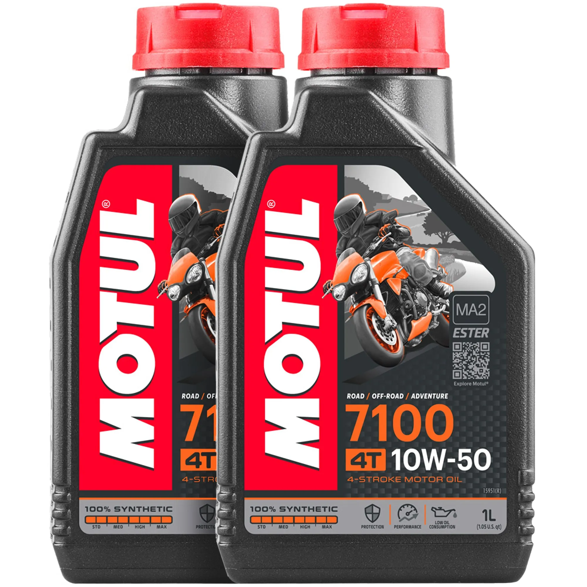 *Multi-Pack* 2 x Motul 7100 4T 10W-50 Road/Off-road Motor Oil (1 Litre)