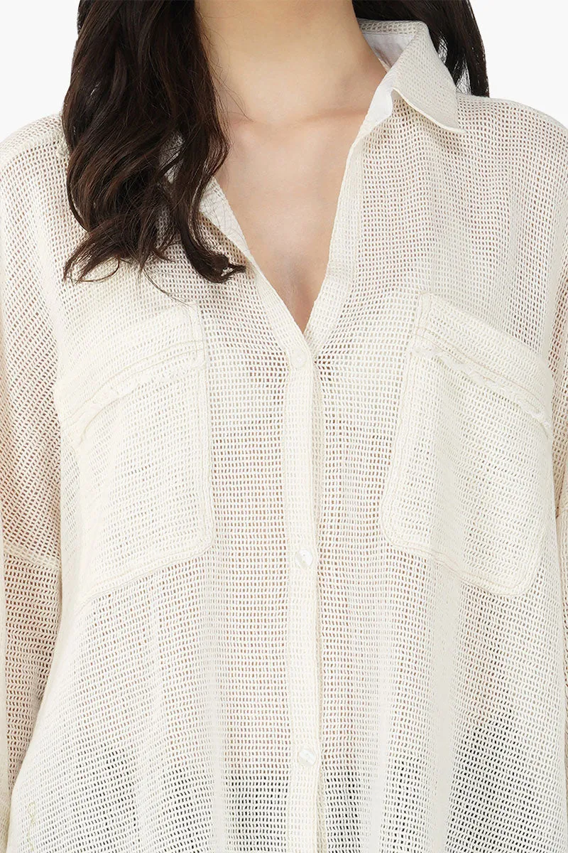 Off shoulder Shirt with two chest pockets