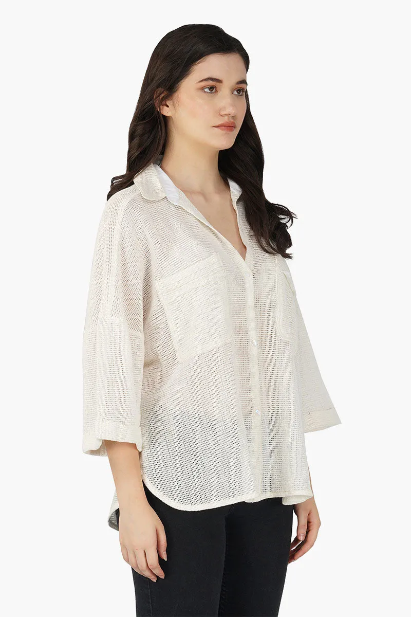 Off shoulder Shirt with two chest pockets