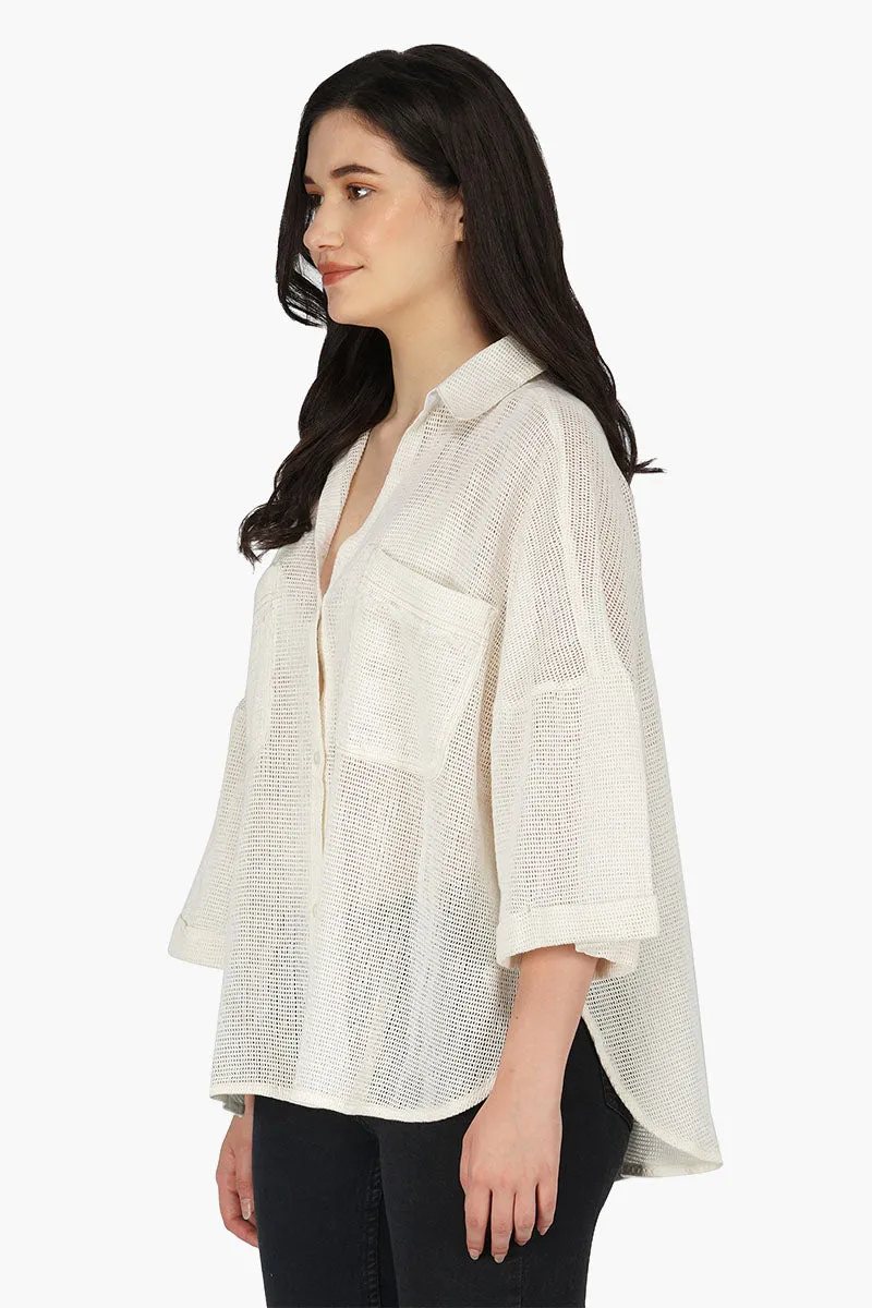 Off shoulder Shirt with two chest pockets