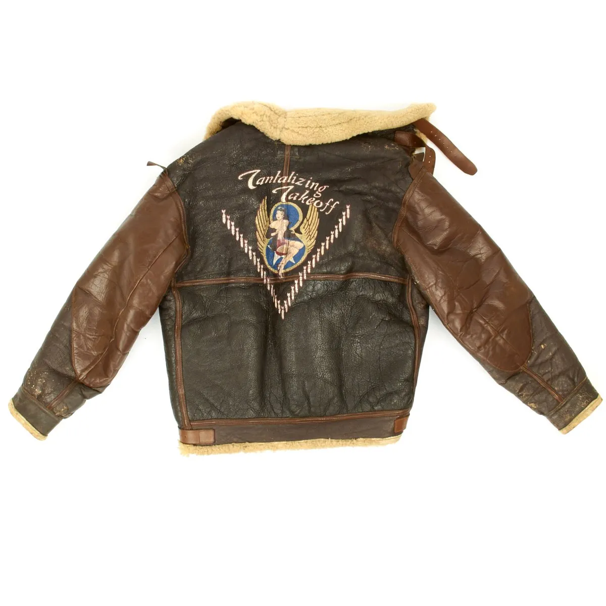 Original U.S. WWII B-17 Bomber Tantalizing Takeoff B-3 Sheepskin Jacket