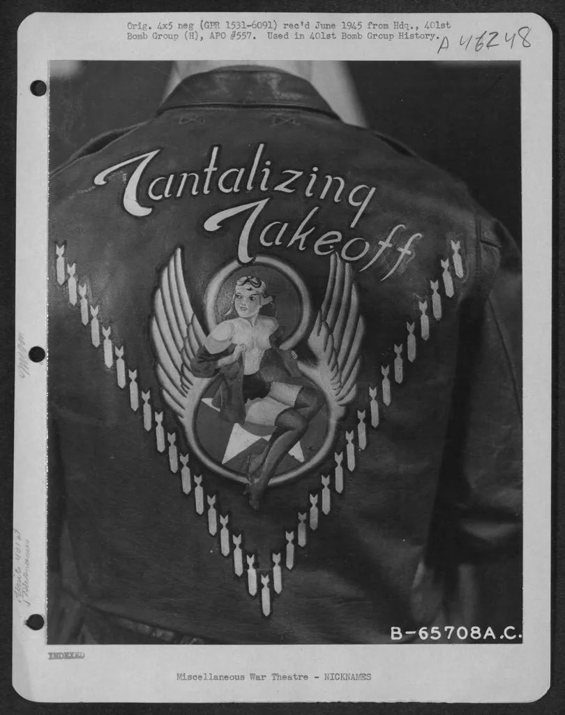 Original U.S. WWII B-17 Bomber Tantalizing Takeoff B-3 Sheepskin Jacket